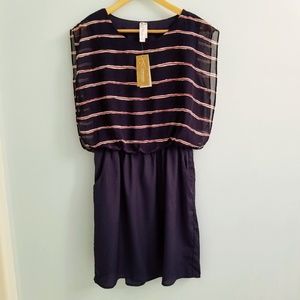 NWT Love Notes Navy Stripe Dolman Sleeve Dress